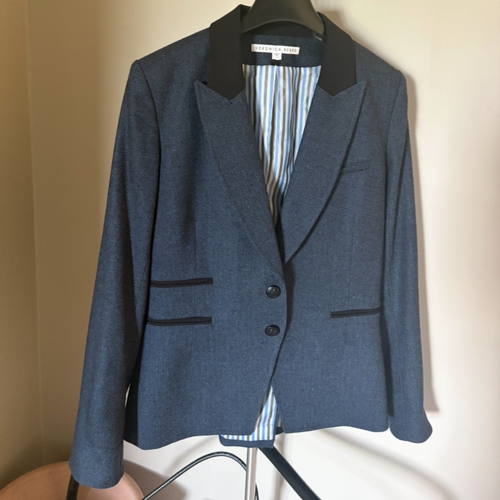 Veronica Beard Dickey Compatible Blue and Black Women's Blazer